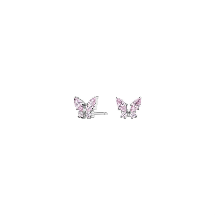 Sommerfugle ørestikker i titanium med pink zirkonia – Nordahl Andersen (6 x 5,5 mm)